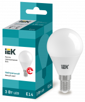 Лампа светодиодная G45 шар 3Вт 230В 4000К E14 IEK