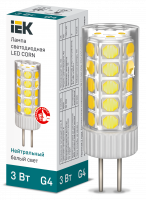 Лампа светодиодная CORN капсула 3Вт 12В 4000К керамика G4 IEK