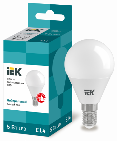 Лампа светодиодная G45 шар 5Вт 230В 4000К E14 IEK – №1
